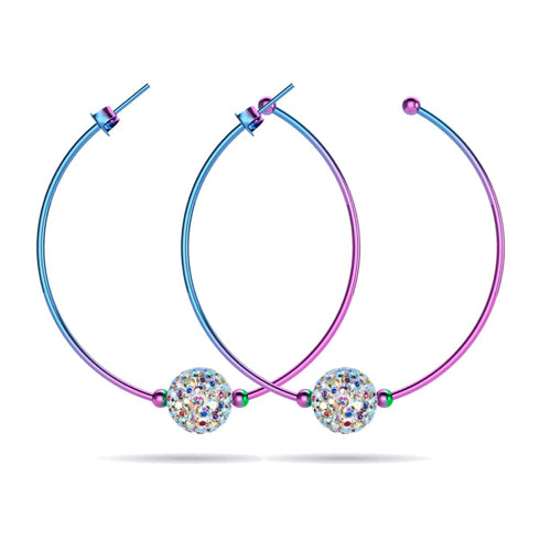 Cristal de confettis | Licorne Argent | Boucles d'oreilles créoles Kikiballa